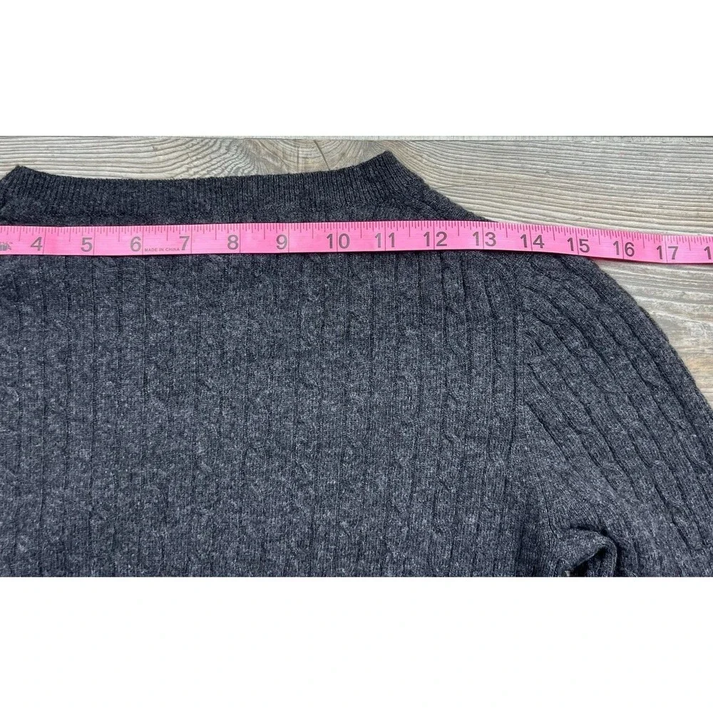 J. Crew Black Cashmere/Wool Cable Knit Crew Neck Pullover Womens M Everyday Chic